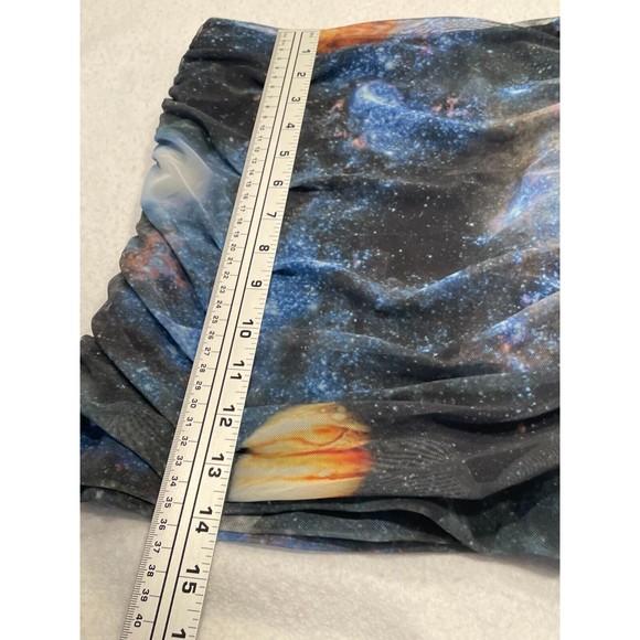Urban Outfitters UO Liza Ruched Mini Skirt XS Black Blue Galaxy Celestial Planet - Picture 13 of 13